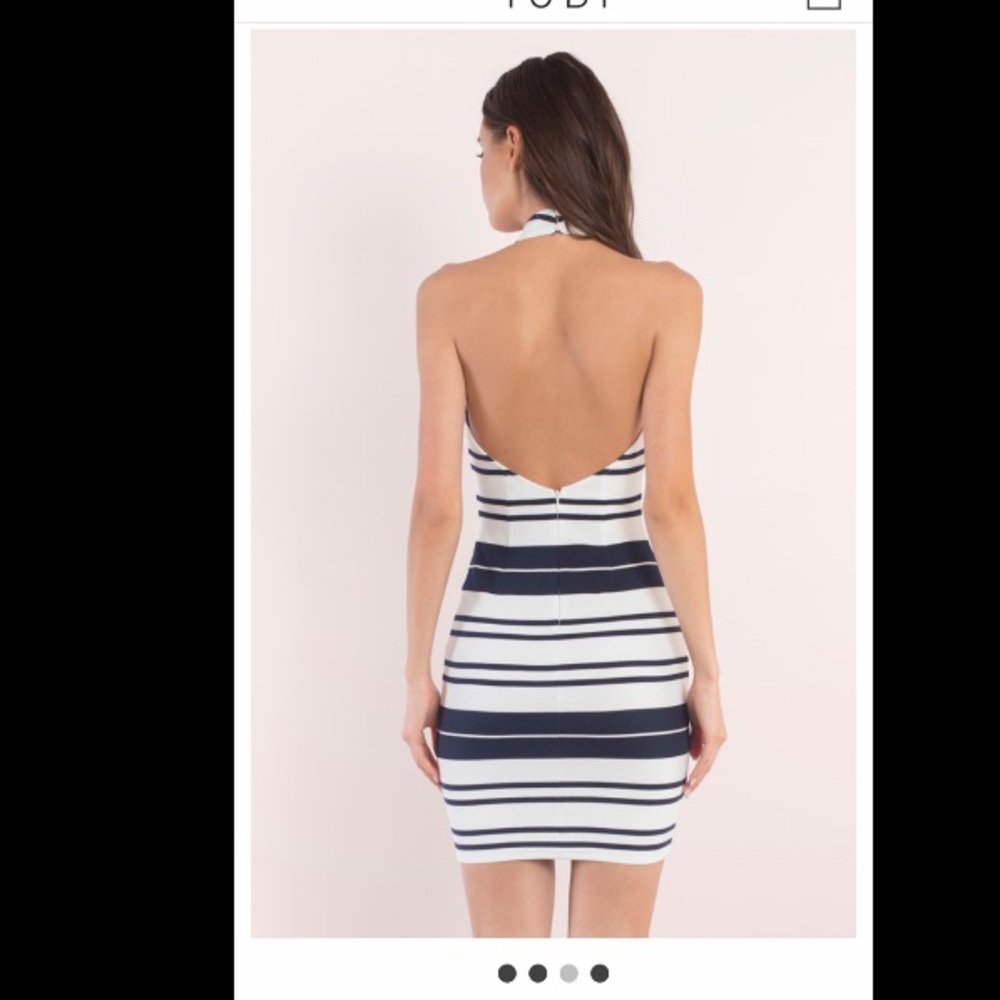 Tobi Navy and White Striped Backless Dress